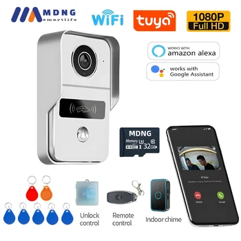 1080P Tuya Smart POE Беспроводной WIFI Видеодомофон, Дверной звонок, Видеодомофон, Защита безопасности для дома, квартиры, виллы