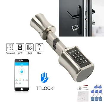 TTlock Bluetooth Умный Цилиндровый замок WIFI безопасность беспроводная Электронная цифровая клавиатура с приложением Код RFID карта Замок без ключа