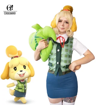 Игровой костюм Animal Crossing Isabelle для косплея, костюм Animal Crossing New Horizons, женская униформа, головной убор с хвостом