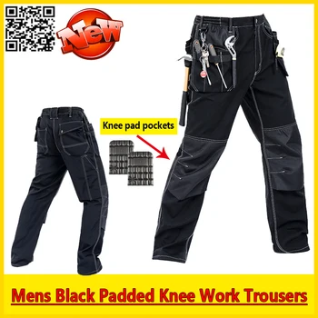 Мужские прочные рабочие брюки Bauskydd, черные рабочие брюки с наколенниками из ЭВА, бесплатная доставка