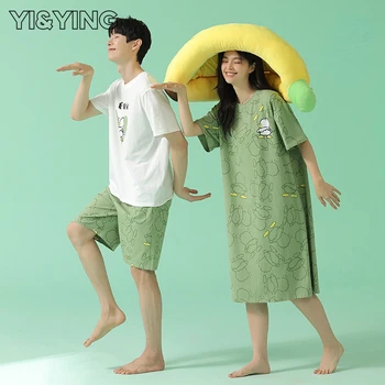 [YI & YING] Новая Весенне-Летняя Пижама Для пары, Пижама Средней Длины с Коротким Рукавом, Классная Хлопковая Домашняя Одежда WAZC057