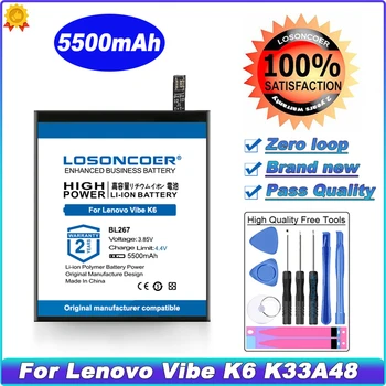 Аккумулятор Большой Емкости 5500 мАч BL267 BL 267 Перезаряжаемый Мобильный Телефон Для Lenovo Vibe K6 Battery K33A48