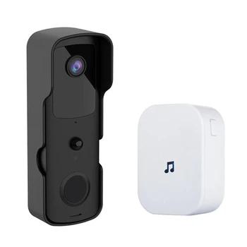 Умный видеодомофон Tuya, WiFi, видеодомофон, дверной звонок, IP-камера, двусторонний звук, работает с вилкой Tuya/SmartLife EU, черный