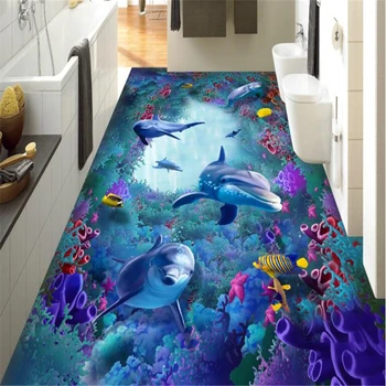 beibehang Модные высококачественные персонализированные обои морской мир, морские водоросли, коралловый дельфин, 3D напольное покрытие, трехмерная живопись