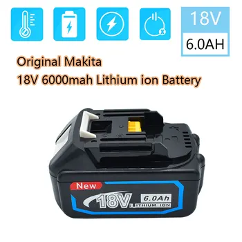 Makita 100% Оригинальная Аккумуляторная батарея для электроинструмента 18V 6.0Ah со светодиодной литий-ионной заменой LXT400 BL1860B BL1860 BL1850