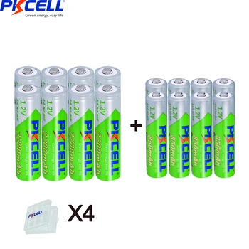 Аккумуляторная батарея PKCELL 8ШТ 2200 мАч типа АА + 8ШТ ААА 850 мАч 1,2 В никель-металлогидридные аккумуляторы типа ААА/АА и батарейный блок 4ШТ АА/ААА