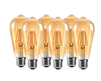 6 ШТ. Светодиодные Лампочки Накаливания Edison Golden Art Lights ST64 С Регулируемой Яркостью E27 110 В 220 В 2 Вт 4 Вт 6 Вт 8 Вт 2700 К 360 Градусов Энергии Лампы