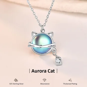 Оригинальный дизайн, ожерелье из стерлингового серебра 925 пробы с Лунным камнем в форме кошки для женщин, Роскошные ювелирные украшения, подарок на День рождения любимому