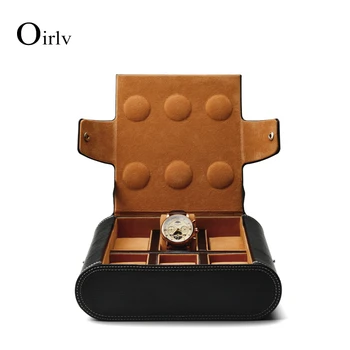 Oirlv Черный 6 Сеток Коробка для хранения часов из искусственной кожи с Бархатным Футляром-органайзером для часов, Коробка для показа ювелирных изделий