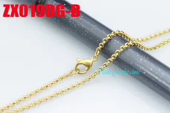 ожерелье из нержавеющей стали золотого цвета, круглые цепи rolo 2 мм, женские модные ювелирные изделия 20шт ZX019DG-B
