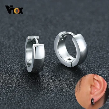 Vnox Разных цветов, Простые маленькие серьги-кольца для женщин, мужчин, повседневные серьги-кольца из нержавеющей стали