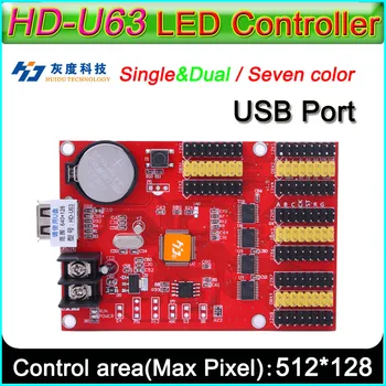 Контроллер светодиодного дисплея HD -U63, плата управления одно- и двухцветным модулем светодиодной вывески P6 P10, U-диск для редактирования и обновления программ