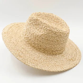 X245 Новая Джазовая Шляпа Ручной работы из Рафии, Женская Джазовая Кепка из Рафии, Уличный Пляжный Цилиндр, Солнцезащитная Шляпа, Летние Шляпы для женщин