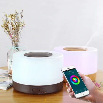 Умный WiFi Увлажнитель воздуха с диффузором эфирного масла для Ароматерапии объемом 500 мл, подключаемый к Tuya, Alexa и Google Home с 7 светодиодными цветами