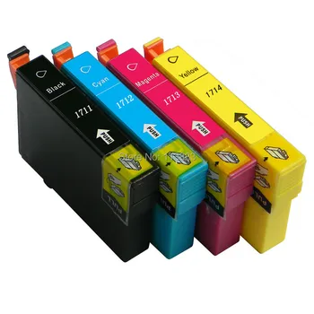 4 шт. чернильный картридж T1711 -T1714 4 вида цветов для принтеров EPSON XP33/XP103/XP203/XP207/XP303/XP306/XP403/XP406/XP313/XP413