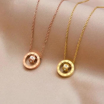 Новые женские украшения 2021 года, Роскошное ожерелье с римскими цифрами Золотого цвета для женщин, Вечерние подвески из нержавеющей стали, ожерелье