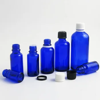 12x10 мл, Пустая бутылка из кобальтово-синего стекла, 30 мл, Мини-Стеклянная бутылка из-под эфирного масла с пластиковыми крышками