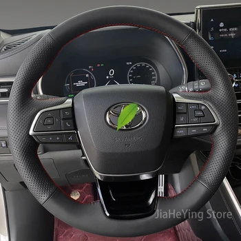 Для Toyota 2022 Highlander Crown Crownkluger Новая сшитая Вручную Дышащая Перфорированная Черная Кожаная Крышка Рулевого колеса Saina