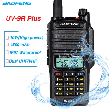 10 Вт Мощность Baofeng UV-9R Плюс Водонепроницаемый 10 км Охотничий CB Любительское радио uv9rhp 4800 мАч Портативная рация VHF/UHF Двухдиапазонный FM-трансивер