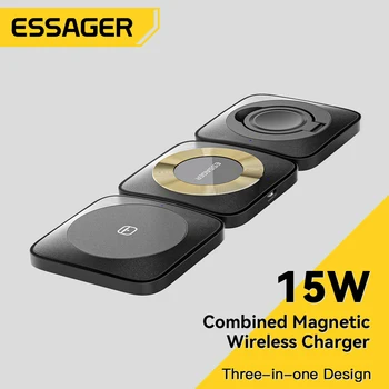 Essager 3 в 1 Магнитная Беспроводная Зарядная Подставка для iPhone 14 13 12 Pro Max Apple Watch AirPods 15 Вт Док-станция для Быстрой зарядки