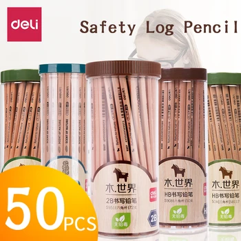 Deli 2B HB Деревянный карандаш для детей начальной школы, детский сад, тест на написание рисунка, эскиз, специальный карандаш, безопасные канцелярские принадлежности