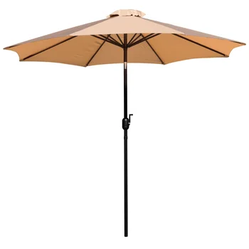 Коричневый 9-футовый круглый зонт с алюминиевым шестом диаметром 1,5 дюйма с функцией поворота и наклона, 104,50 X 104,50 x 96,50 дюймов