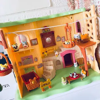 Новое Милое японское аниме Hamtaro Bijou, подвал, домик хомяка, серия фигурных моделей, игрушки с набором Для детей, подарки для детей