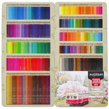 300 Цветов, Роскошная Железная коробка, цветные карандаши из масляного дерева, акварельный карандаш, набор карандашей для рисования, художественные школьные принадлежности