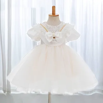 2023 Бальные платья Принцессы для маленьких Девочек, Детское Кружевное платье с бисером для Девочек, Детские Платья с цветочным узором для девочек на Свадьбу, Детские платья