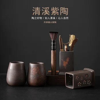Чайная церемония из фиолетовой керамики Qingxi, шесть предметов, Чайная ложка, зажим для чая, Игла для чая, Чайный нож, ручка для ухода за горшком, Чайная посуда