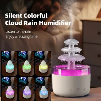 500 Мл RGB Облако Дождь Увлажнитель Воздуха Эфирный Ароматерапевтический Диффузор USB Немой Туман Увлажнитель Воздуха Красочная Атмосфера Ночник