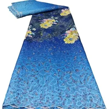 Французская кружевная ткань с блестками 2023, Высококачественная Нигерийская Африканская Тюлевая Кружевная ткань С блестками для вечернего платья