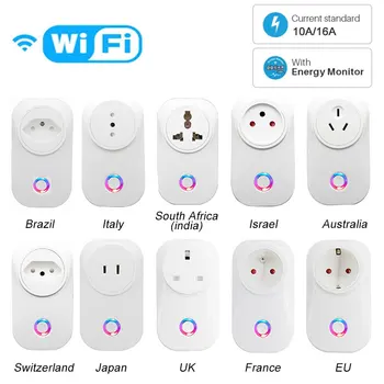 ЕС Smart Plug WiFi Розетка мощность счетчик энергии 10A/16A Монитор мощности Ваттметр Функция синхронизации ваттметр Tuya SmartLife APP