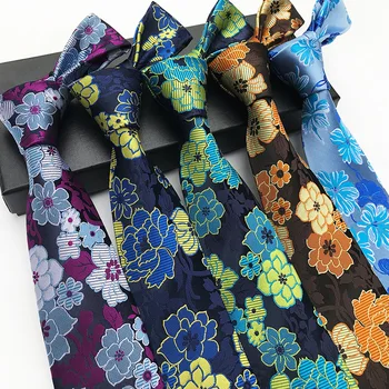 Повседневный мужской шелковый галстук с большим цветочным дизайном Дополните свой гардероб этим веселым и праздничным тканым галстуком с цветочным рисунком