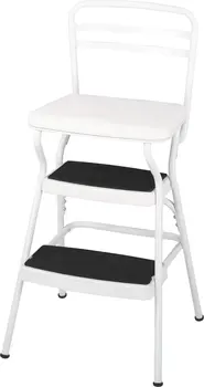 Стильный ретро-стул + подножка с откидывающимся сиденьем (белый, одна упаковка)