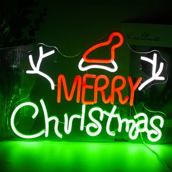 Рождественская неоновая вывеска, красочный ночник, настенная неоновая лампа для вечеринки, неоновые вывески для украшения помещения со светом