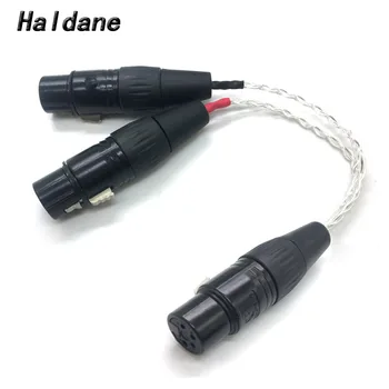 Бесплатная Доставка Haldane 8 Ядер 7N OCC Посеребренный 4-контактный XLR Сбалансированный разъем для 2x 3-контактный XLR Разъем для наушников Аудио Адаптер